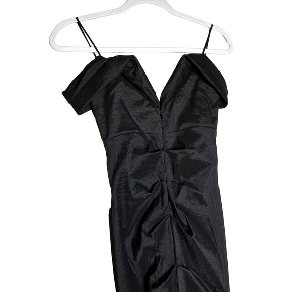 Xscape Off the Shoulder Cap Sleeve Stretch Taffeta Dress Size 2 Black Formal - Picture 8 of 12